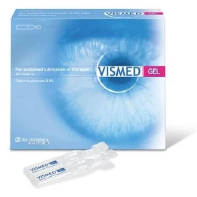 Image of THREE PACKS of Vismed Gel Eye Drops 20 x 0.45ml Vials