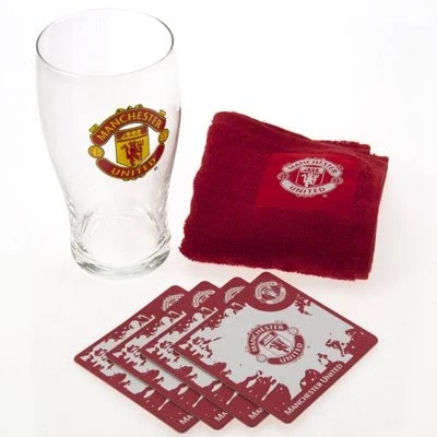 Image of Official Manchester United FC Mini Bar Set a great gift / present for men, boys, sons, husbands, dads, boyfriends Christmas, Birthdays, Fathers Day, Valentines Anniversaries or just as treat and avid football fan