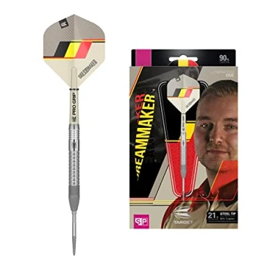 Image of Target Darts Unisex Dimitri Van Den Bergh Dream Maker G1 90% Tungsten Swiss Point Tip Set Steel Darts, Sand, Black, Yellow and Red, 23G UK