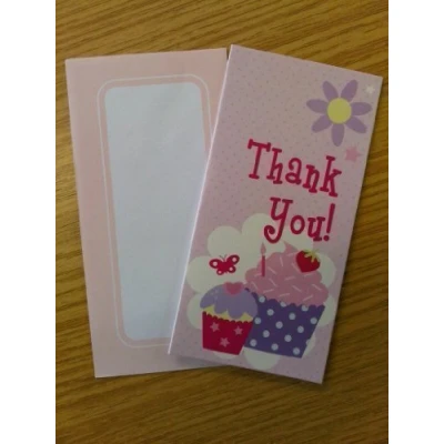 Image of 16 x Girls Cupcake Cake Design Party Thank You Cards