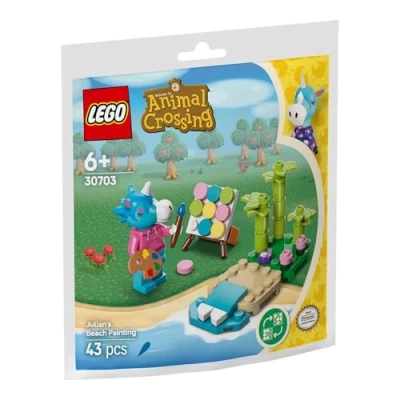 Image of LEGO Animal Crossing Julian&#039;s Beach Painting Paperbag Set 30703, 43 Pieces, Ages 6+