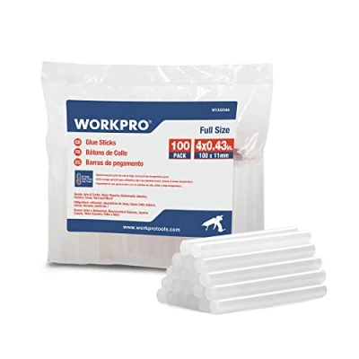 Image of WORKPRO 100 x 11 mm Hot Glue Sticks, Universal Transparent Sticks for Gun, Ideal DIY, Crafts, Hobbies