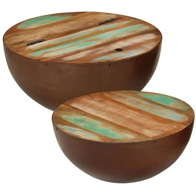 Image of vidaXL Bowl shaped Coffee Tables 2 pcs Solid Wood Reclaimed
