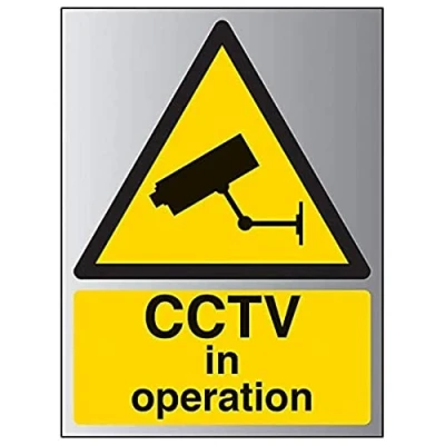 Image of V Safety Warning General CCTV In Operation 150mm x 200mm Self Adhesive Alu Effect
