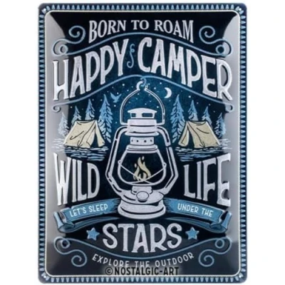 Image of Nostalgic Art Retro Tin Sign Happy Camper Gift idea for camping fans, Metal Plaque, 30 x 40 cm
