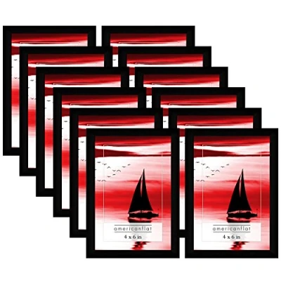 Image of Americanflat 6x4 Photo Frames in Black Set of 12 Gallery Wall Picture Frame with Shatter resistant Glass Horizontal and Vertical Formats for Tabletop