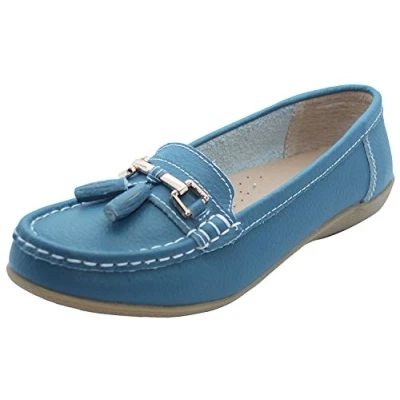 Image of Jo &amp; Joe Ladies LR Nautical Loafer Flatform Shoes Teal UK 8