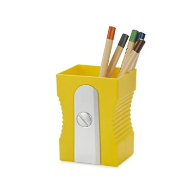 Image of Balvi Pen holder sharpener Yellow colour Keep your desk organized Original and fun shaped p