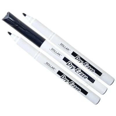 Image of DOLLAR Dry Erase 3 x 1.0mm Medium Tip Black School Office Eco Whiteboard Marker pens Kids Idle Everyday (1 ZOFAX Pen)