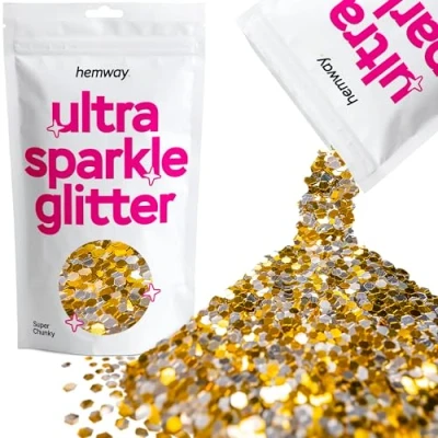 Image of Glitter Gold Silver Ultra Sparkle Sequins Nail Face Festival Christmas Halloween Makeup Super Chunky 100g / 3.5oz