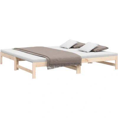 Image of vidaXL Pull out Day Bed without Mattress 2x(100x200) cm Solid Wood Pine