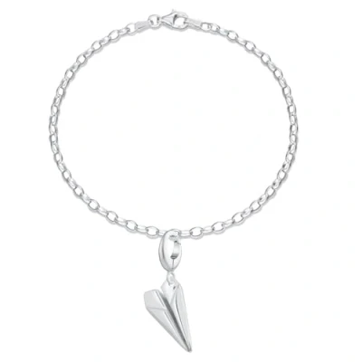 Image of Lily Charmed 925 Sterling Silver Paper Plane Charm Bracelet, Adjustable 20cm (8&quot;) Chain