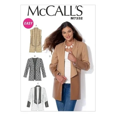 Image of McCall&#039;s Ladies Easy Sewing Pattern 7332 Open Front Waistcoat &amp; Jackets