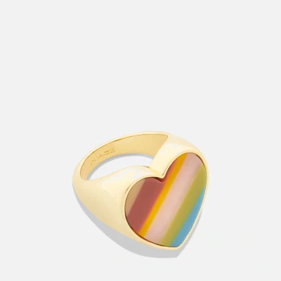 Image of Coach ella Rainbow Gold Tone Signet Ring