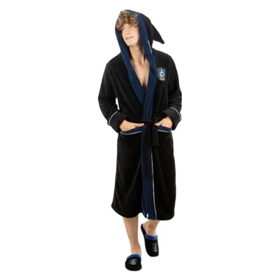 Image of Funidelia Ravenclaw Dressing Gown Harry Potter for men and women Hogwarts, Wizards merchandise, comfortable lounge wear accessories adults Size L XL Dark blue