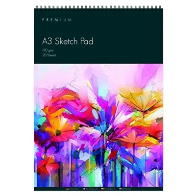 Image of Artists Sketch Pad Spiral Bound Artist Drawing Paper Durable Acid Free Sketchbook for Adults &amp; Teens Natural White Sketching Writing Painting Art Supplies 170gsm Cartridge (A, A3)