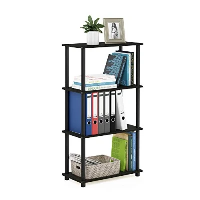 Image of Furinno Turn N Tube 4 Tier Multipurpose Shelf Display Rack with Round Tubes, Espresso/Black