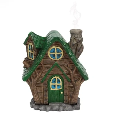 Image of Adorable Multicolor Woody Lodge Incense Cone Burner 12cm x 10cm (1 Pc) Unique &amp; Intricately Designed Captivating Home Decor Aromatherapy Experience