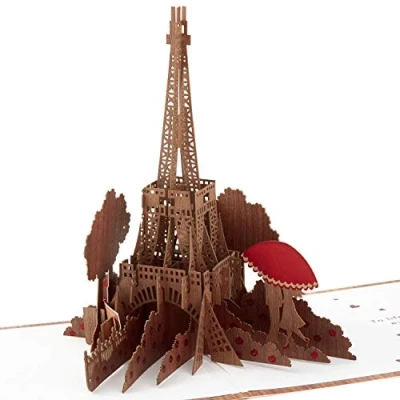 Image of Hallmark Signature Paper Wonder Wood Pop Up Anniversary Card, Romantic Birthday Love Sweetest Day Card (Paris)