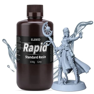 Image of ELEGOO Rapid Standard Resin 3D Printer 405nm Fast Curing High Precision Low Odor Especially for Saturn 3 Ultra and Mars 4 Grey 1000G