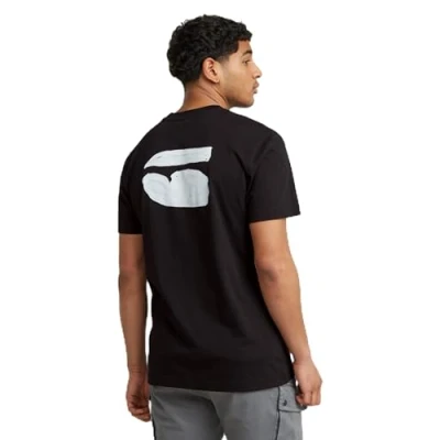 Image of G STAR RAW Men&#039;s Burger Back Print R T Shirt, Black (Dk D25700 336 6484), S