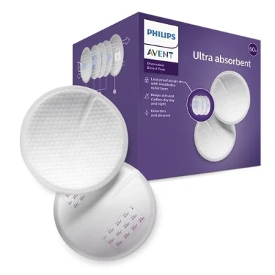 Image of Philips Avent Disposable Breast Pads, SCF254/61, (Pack of 60) Transparant