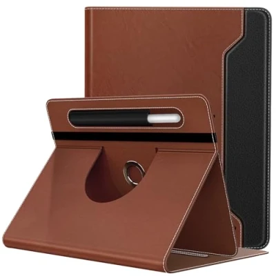 Image of TiMOVO Universal Case for 9 11 Inch Tablet, 360 Degree Rotating Stand Protective Cover with Pen Pocket 10 10.1 Android Touchscreen Blue Brown