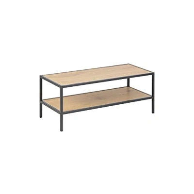 Image of Amazon Brand Movian Shoe Rack with 1 Shelf, Wild Oak Top and Black Metal Base, 35 x 77 32 cm