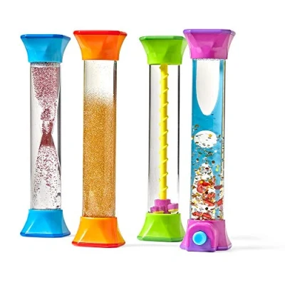 Image of Learning Resources Sensory Fidget Tubes, Toys for Autism, ADHD, Stress &amp; Anxiety Relief, Calming Occupational Therapy Play Bottles Kids Adults, Boys Girls, Age 36 months+, Set of 4
