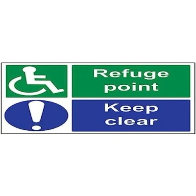 Image of V Safety Refuge Point/Keep Clear Sign 400mm x 300mm 1mm Rigid Plastic