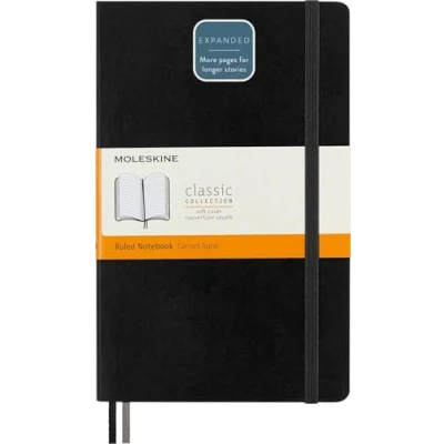 Image of Moleskine Classic Expanded Ruled Paper Notebook Soft Cover and Elastic Closure Journal Color Black Size Large 13 x 21 A5 400 Pages