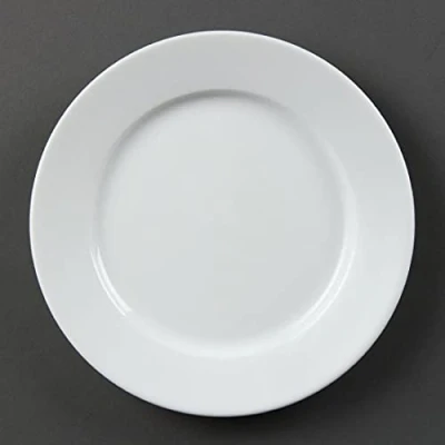 Image of Olympia White Ware Wide Rimmed Service Plates 202mm Porcelain Restaurant 12pc