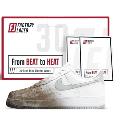 Image of FACTORY LACED Shoe Cleaner Wipes Removes Scuffs and Dirt Buildup: on The Go Sneaker Cleaning Use Leather, Nylon, Canvas More! (30 Count)