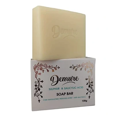 Image of Demure Sulphur and Salicylic Acid Exfoliating Soap Bar, Pore Exfoliating, Reduces Acne, Soothing Moisturising, Softening Skin, Anti Blemish