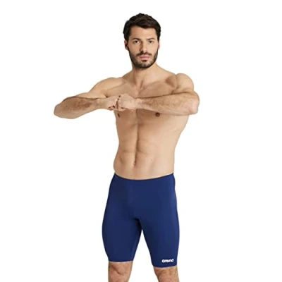 Image of Arena Men&#039;s Performance Solid Team Jammer Swim Trunks, Navy/White, 34
