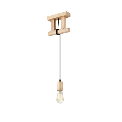 Image of Leon Industrial Slim Pendant Ceiling Lights Natural, 1x E27