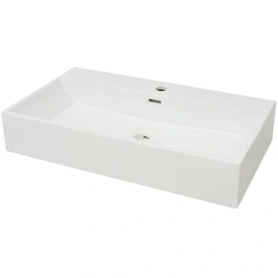 Image of vidaXL Basin with Faucet Hole Ceramic White 76x42.5x14.5 cm