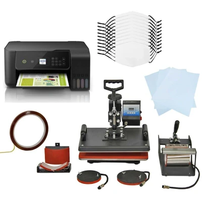 Image of MonsterShop 10 Sublimation Face Masks 5 in 1 Heat Press &amp; Eco Tank Printer