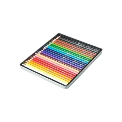 Image of Amazon Basics Coloured Pencils in Tin Box, Pack of 24 Assorted Colours