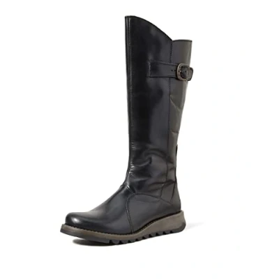 Image of Fly London Womens Boots MOL 2 Wedge Knee High Biker Leather UK 8