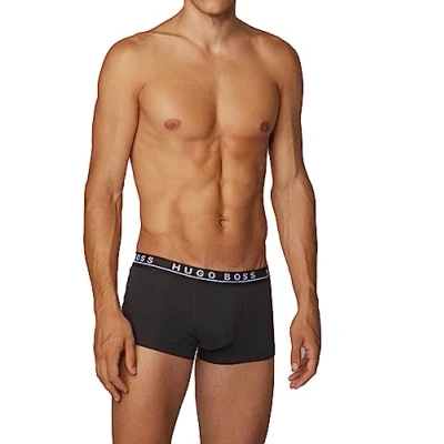 Image of BOSS Hugo mens 3 pack Black boxer briefs trunks underwear set 50492302 Trunk 3P CO/EL (as8, alpha, m, regular, regular)