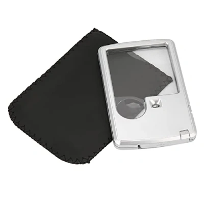 Image of Fafeicy Pocket Magnifier with LED Light Square 3X &amp; 6X Lens Magnifying Glass Set Leather Case,