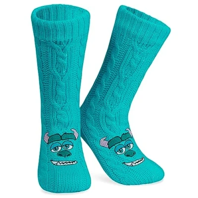 Image of Disney Fluffy Socks for Women and Teenagers Soft Warm Slipper Non Slip One Size Lounge Wear Gifts Women(Teal Sully)