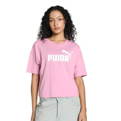 Image of Puma Cropped LOGO TEE Print Tshirt, Women&#039;s, Size: Medium, Mauved out