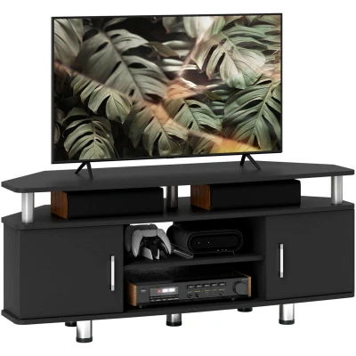 Image of HOMCOM TV Unit Cabinet for TVs up to 55 Inches with Storage Shelves and Cupboard, Entertainment Center Living Room, Black
