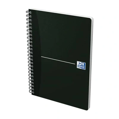 Image of Oxford A5 Office Smart Card Cover Wirebound Notebook, Ruled with Margin, 180 Pages, Black