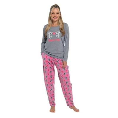 Image of Slumber Hut® Jersey Pyjamas Womens Soft Cosy Comfy Pajamas Printed PJ&#039;s for Women and Children Grey Koala Microfleece Pants Size Girls 13 Years