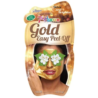 Image of Montagne Jeunesse 7 Heaven Easy Peel Off Face Mask with Ground Malachite, Pulped Mango &amp; Pressed Jasmine that Detoxifies Brightens Normal, Combo and Oily Skin, Gold, 10 ml