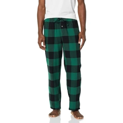 Image of Amazon Essentials Men&#039;s Flannel Pyjama Trousers (Available in Big &amp; Tall), Black Green Buffalo Plaid, S