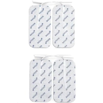 Image of axion Pack of 4 Electrodes. Self Adhesive Pads 10x5cm for TENS EMS Units with 2mm Connection. Pain Treatment, Muscle Growth, Toning and Massage